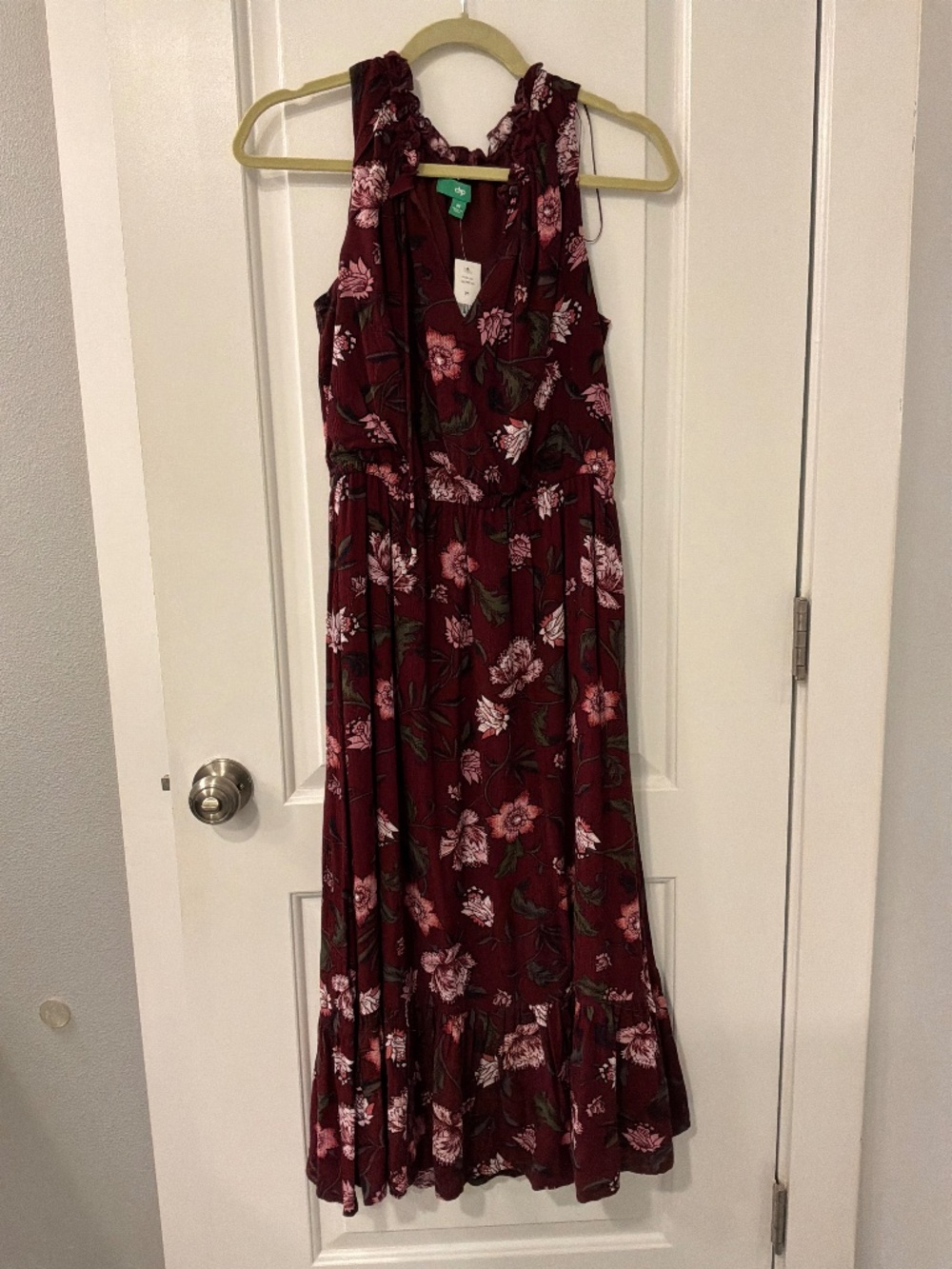 dip Burgundy Floral Sleeveless Maxi Dress